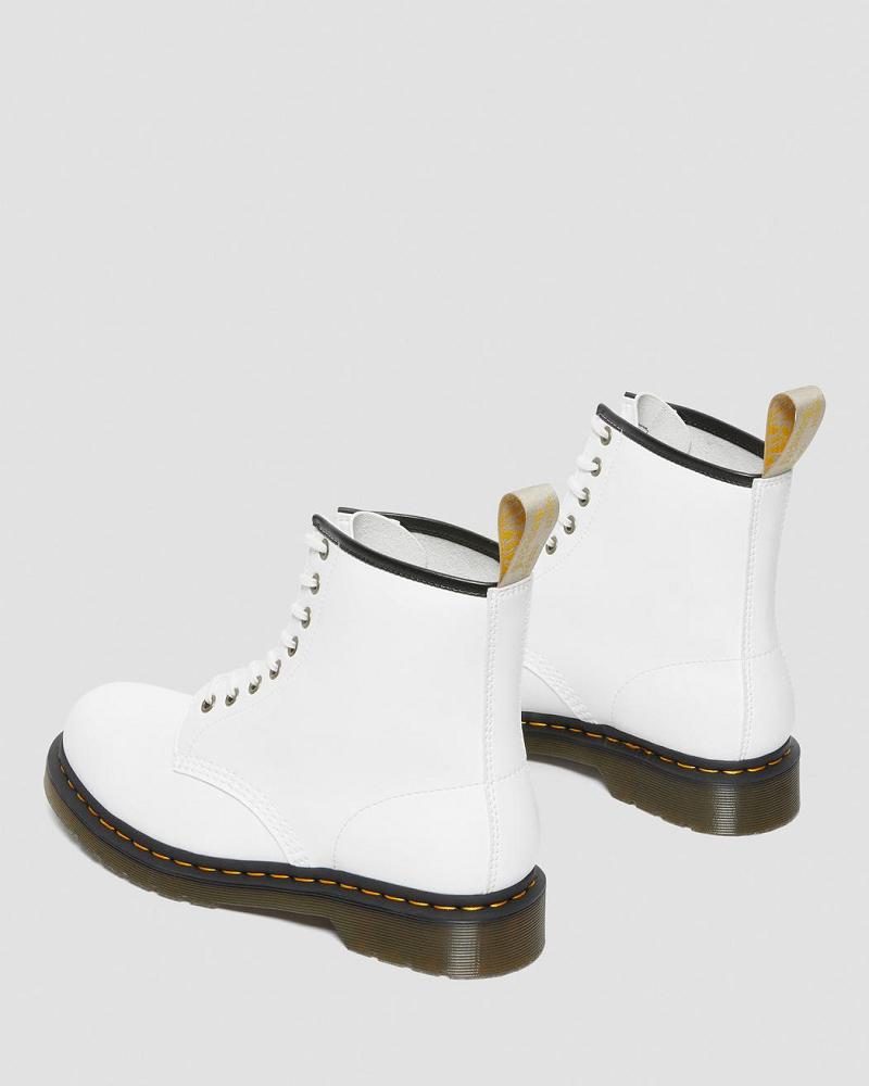 White Men's Dr Martens Vegan 1460 Kemble Lace Up Boots | CA 546DFM